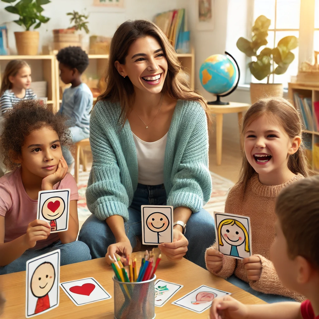 Classroom Activity on Emotions Teacher in the classroom with kids