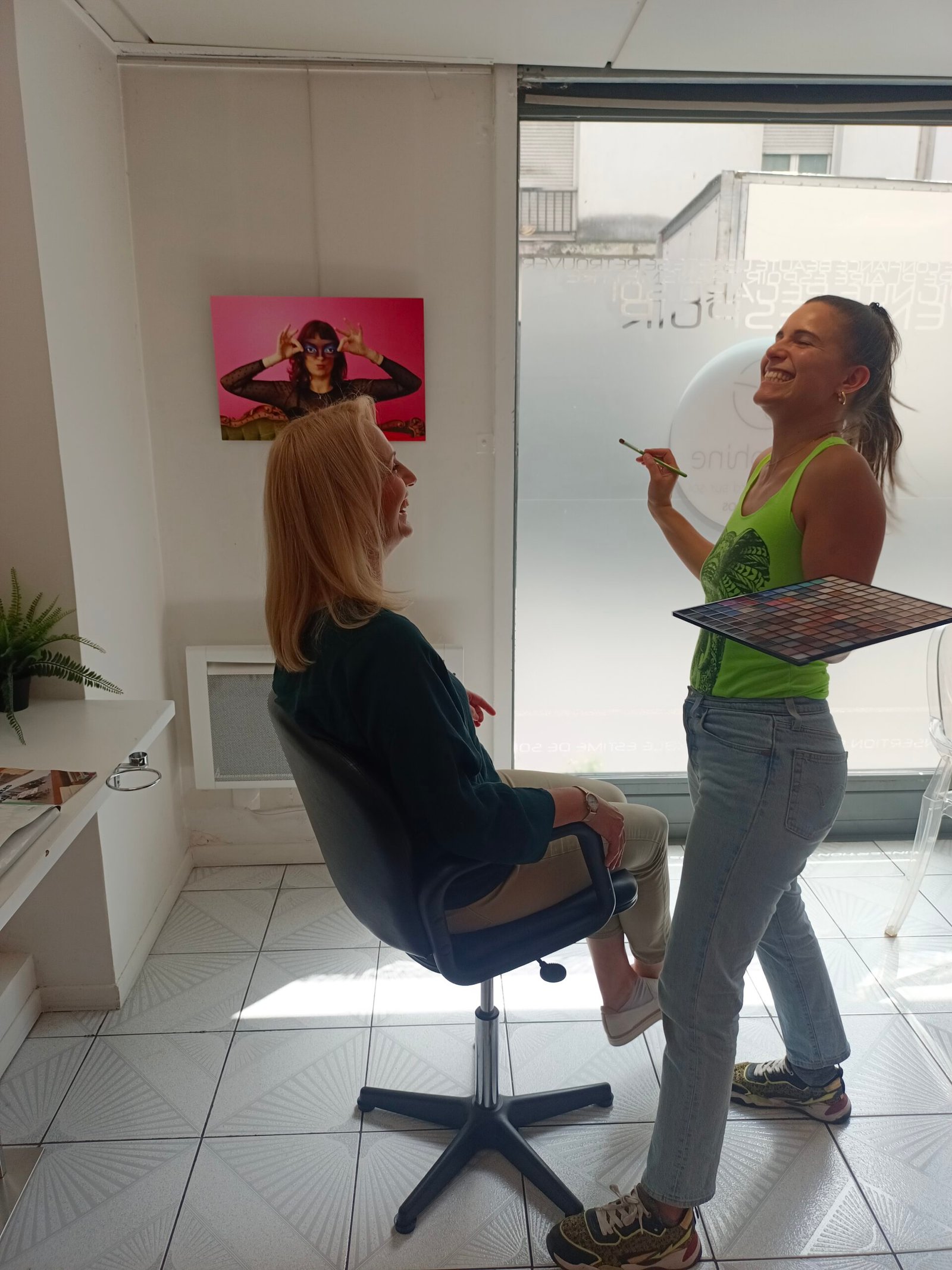 Lise having fun with work